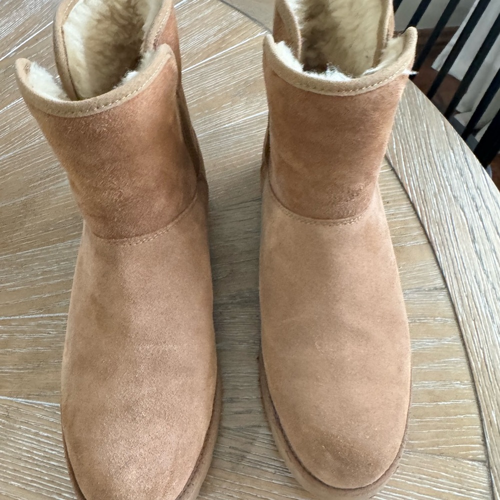 UGG Tan Winter Rain Boots with Plush Lining
